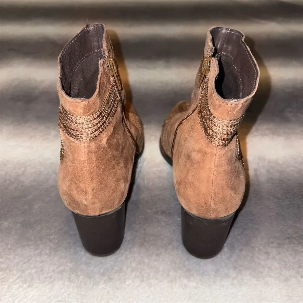 Very Volatile Women's Brown Western Embroidered Ankle Boots Size 9